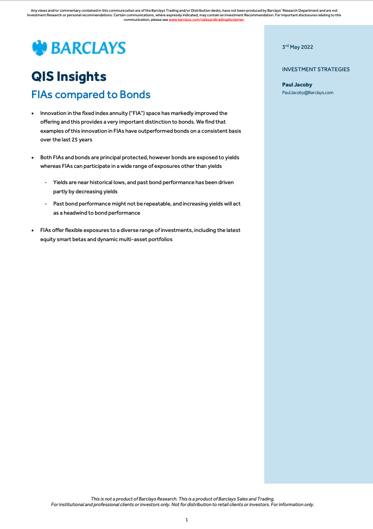 Barclays Bond to FIA Comparison Study Preview