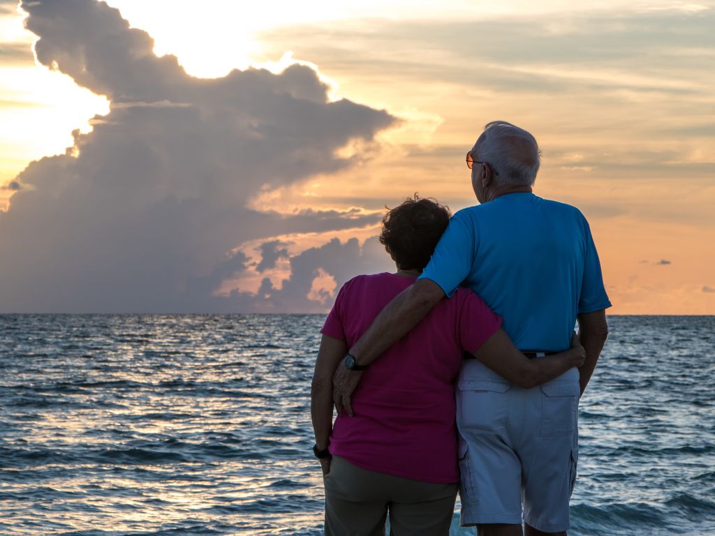 65 year old couple enjoy their retirement on vacation