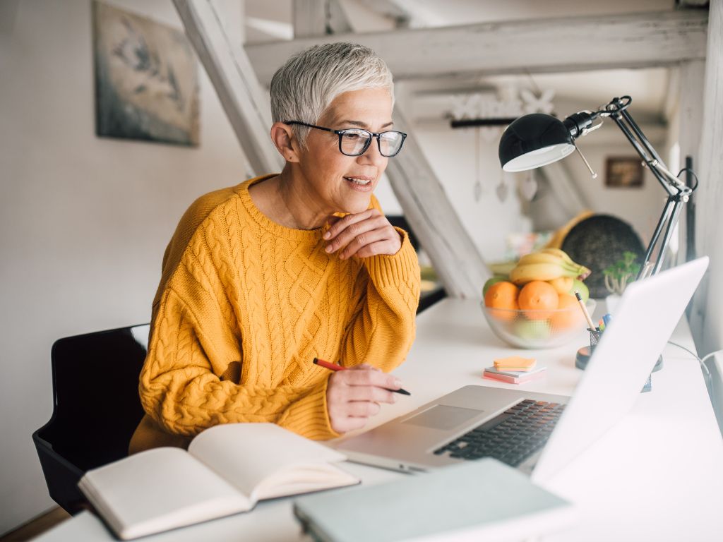 Retired woman finds purpose in working a part-time job.