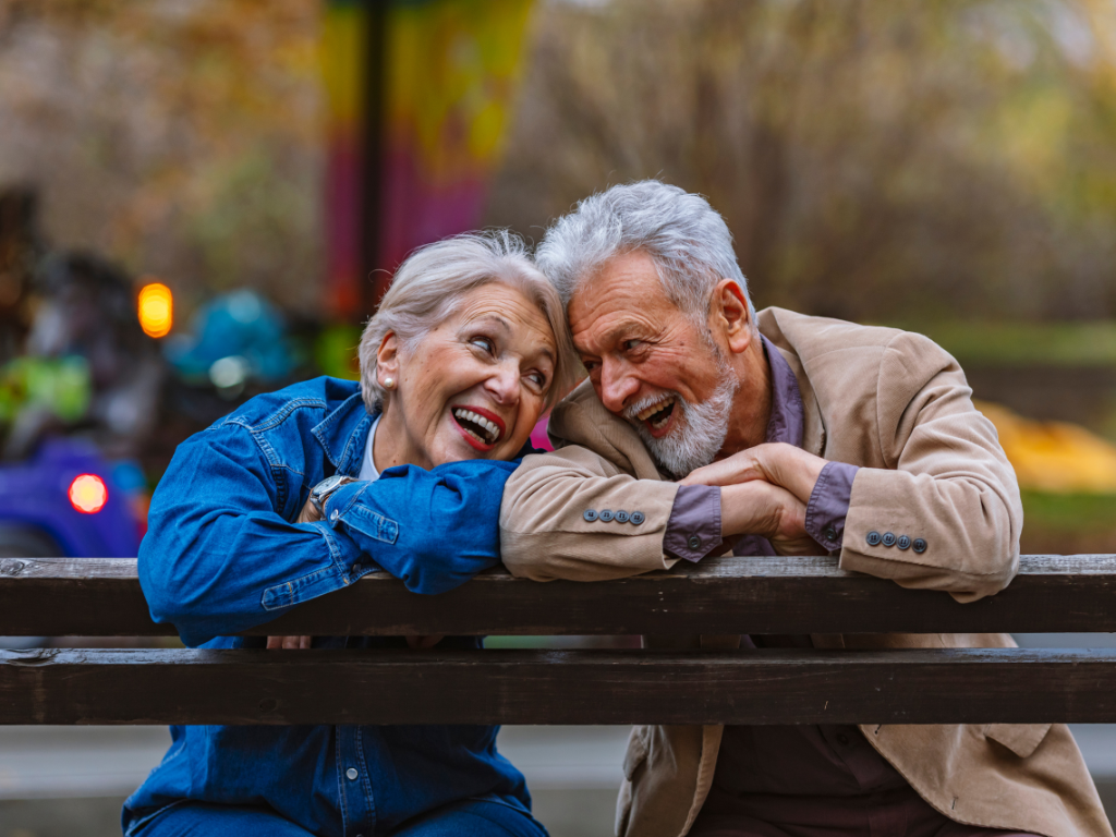 A retired couple enjoy time spent together.