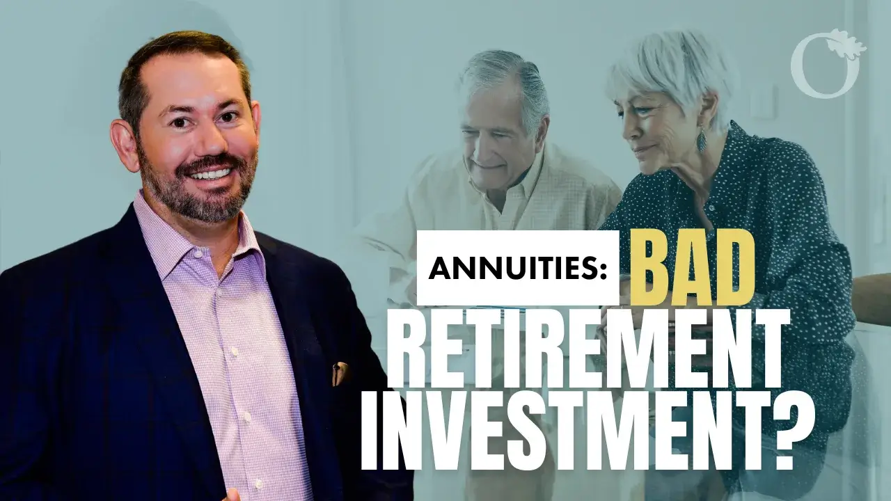 Thumbnail Graphic: Text says Annuities: Bad Retirement Investment? Image of retired couple consulting with financial advisor. Image of Troy Sharpe.