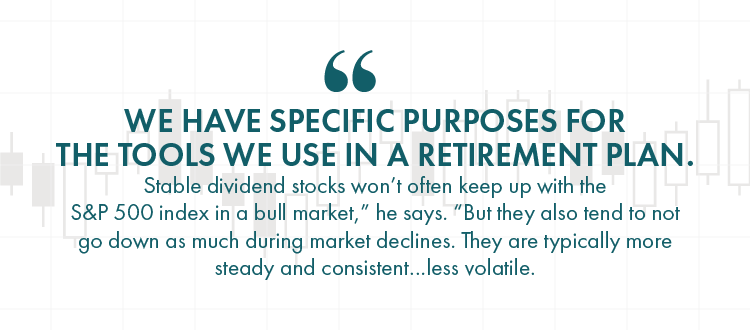 We have specific purposes for the tools we use in a retirement plan.