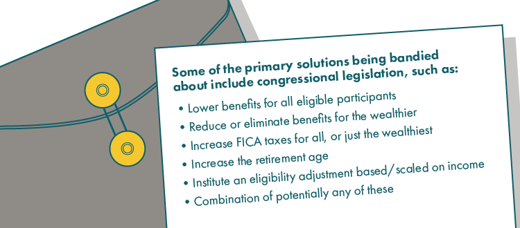 Graphic with quote, "Some of the primary solutions being bandied about include congressional legislation, such as...."