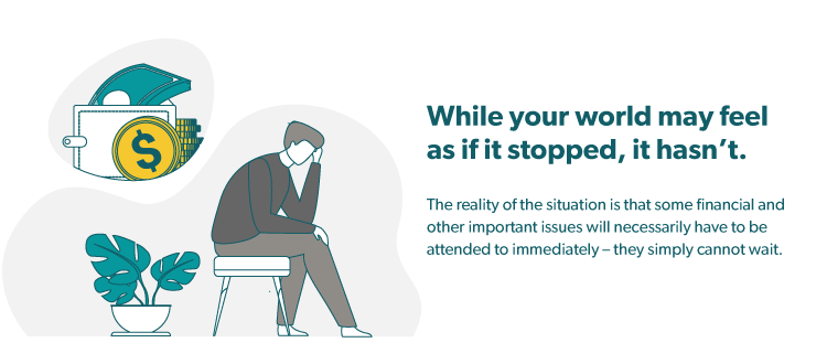 Quote graphic: "While it may feel as though your world has stopped.."
