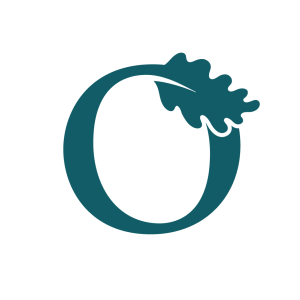 Oak Harvest "O" with a leaf attached.